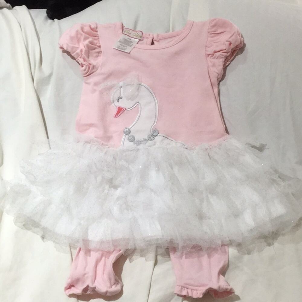 Bin blue 24m swan puff sleeve tulle sparkle worn 1